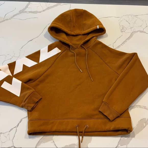 Zyia Active Spell out Camel Cropped Hoodie Sweatshirt Womens size medium - Picture 3 of 10